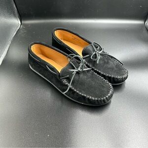 Men's Minnetonka Black Suede Loafers Like New Sz 11.5‎